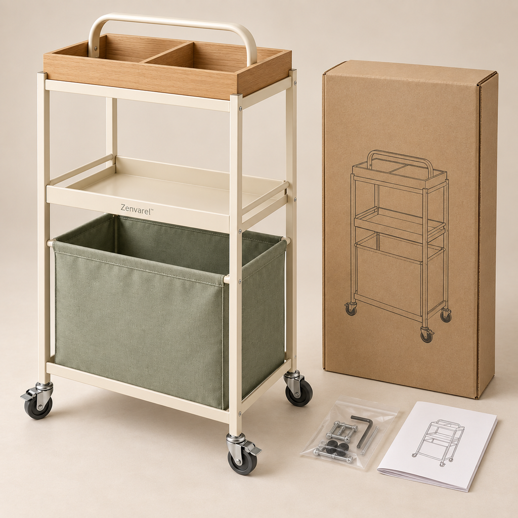 Zenvarel™ CarryFlow Laundry Cleaning Cart