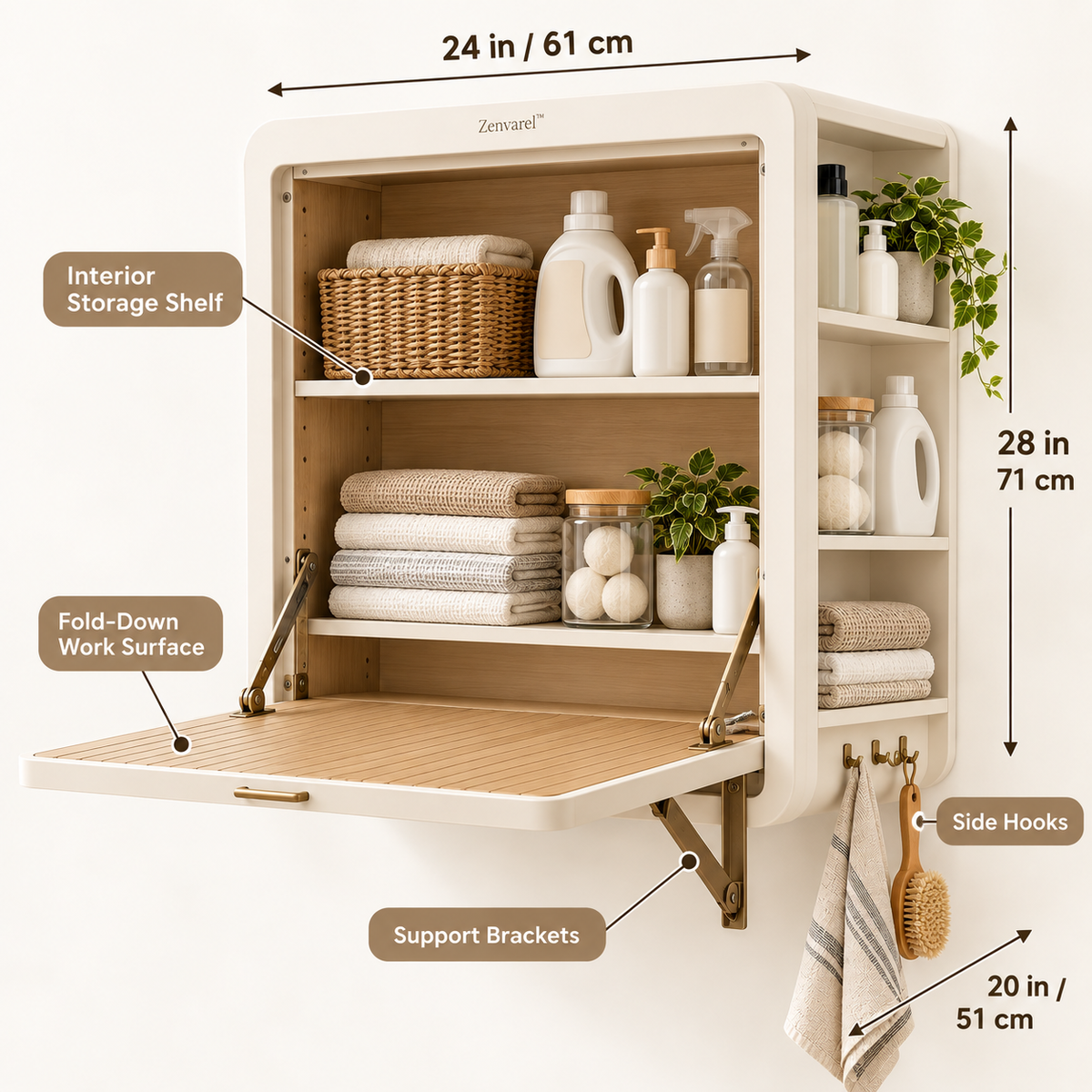 Zenvarel™ WallFold Fold-Down Laundry Station