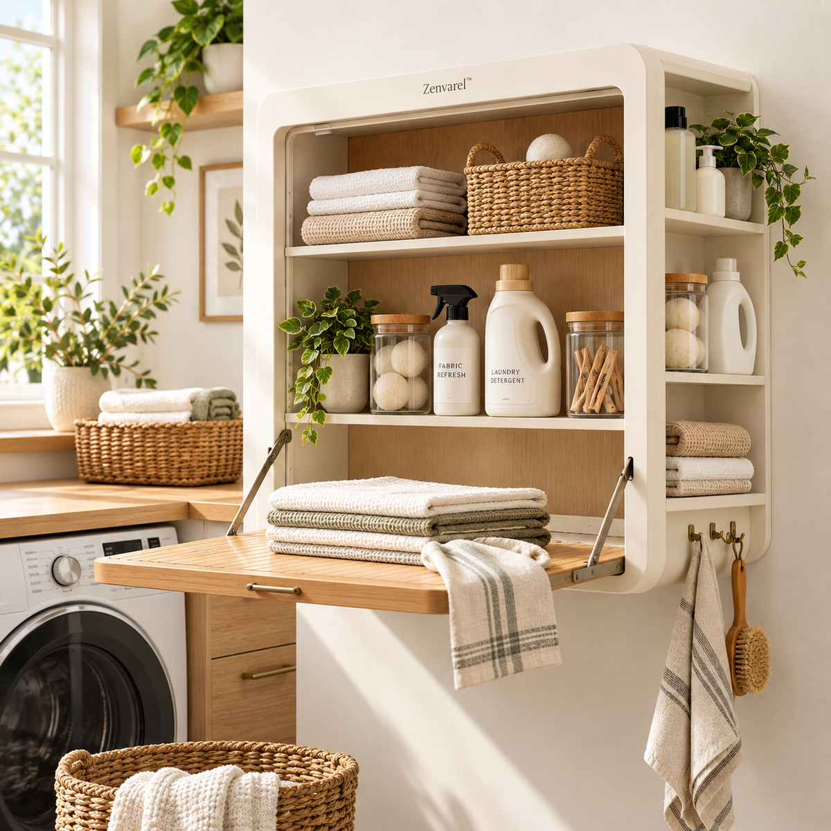 Zenvarel™ WallFold Fold-Down Laundry Station