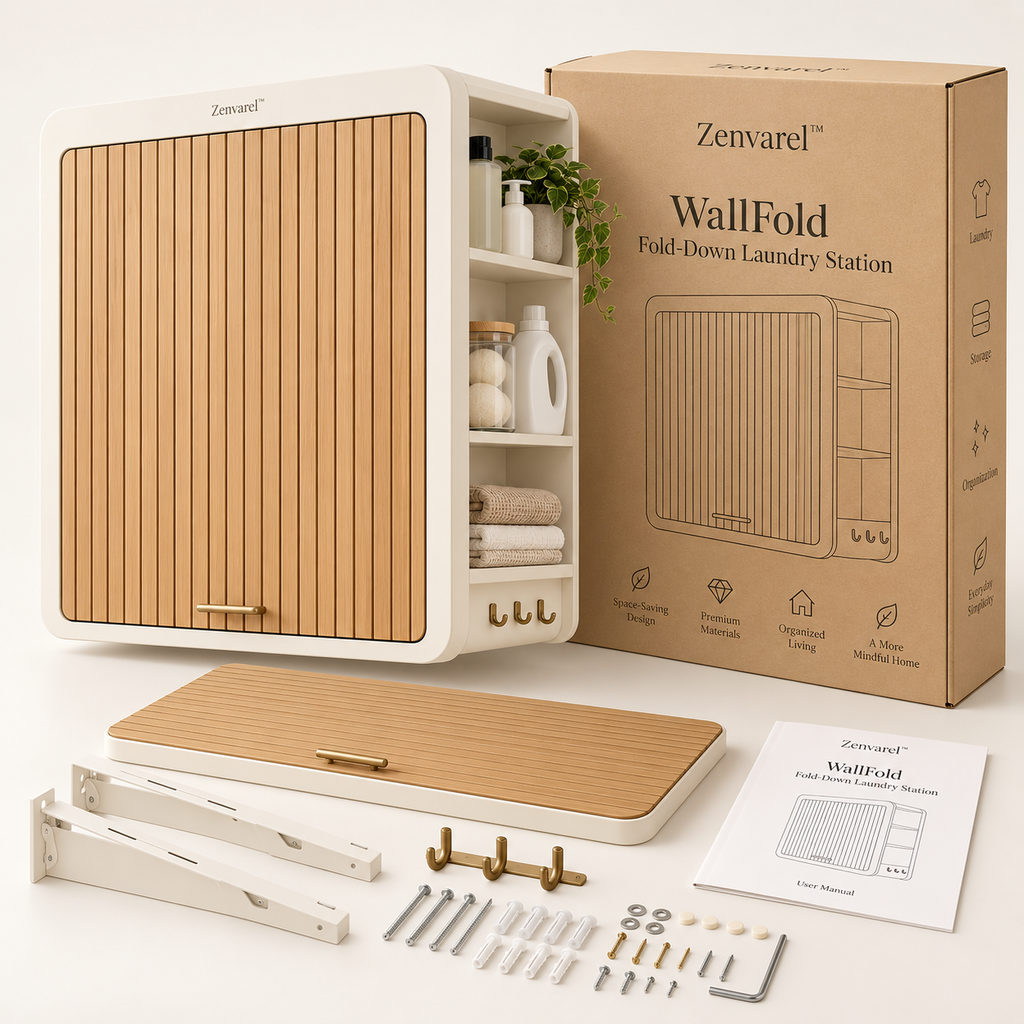 Zenvarel™ WallFold Fold-Down Laundry Station
