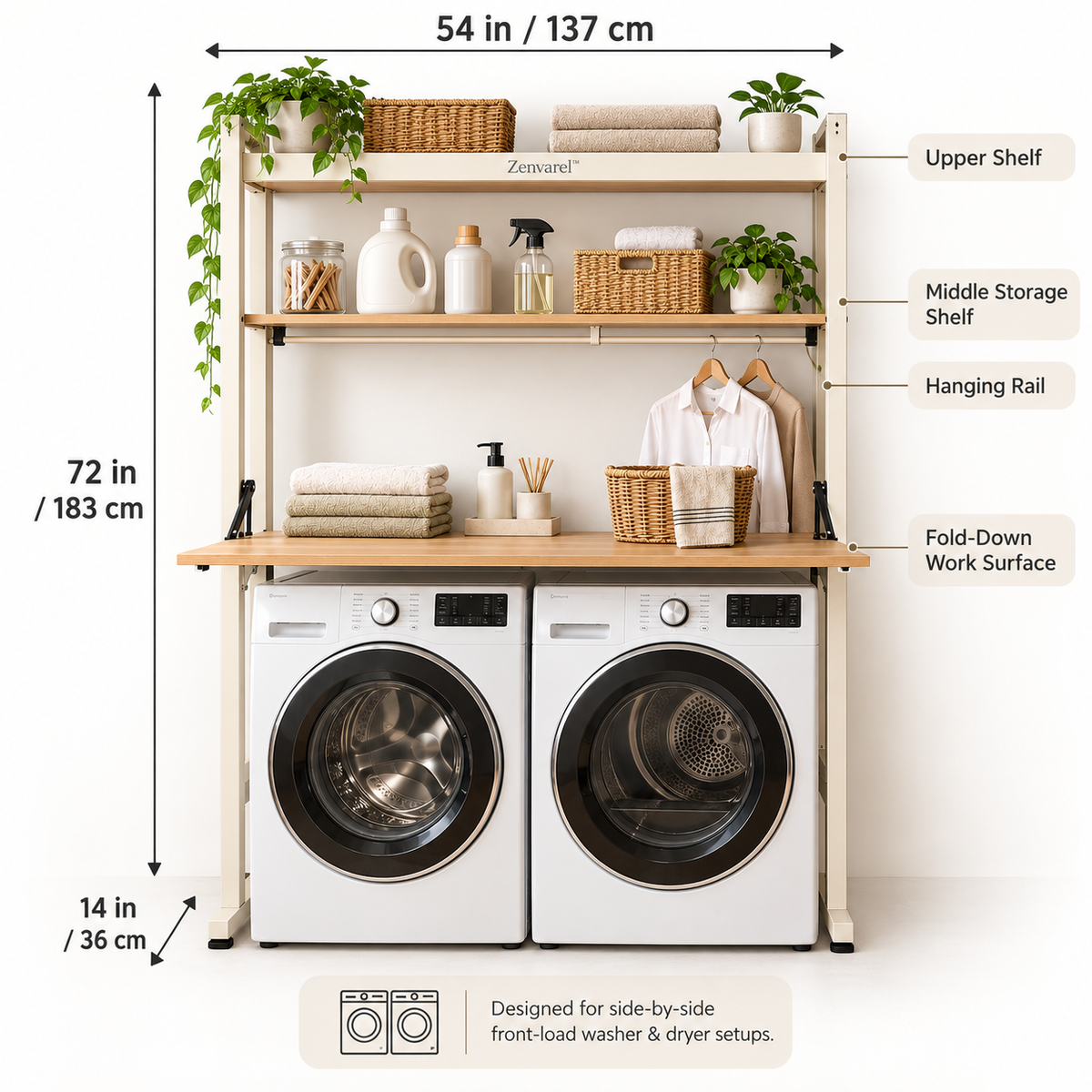 Zenvarel™ BridgeFold Over-Washer Laundry Organizer
