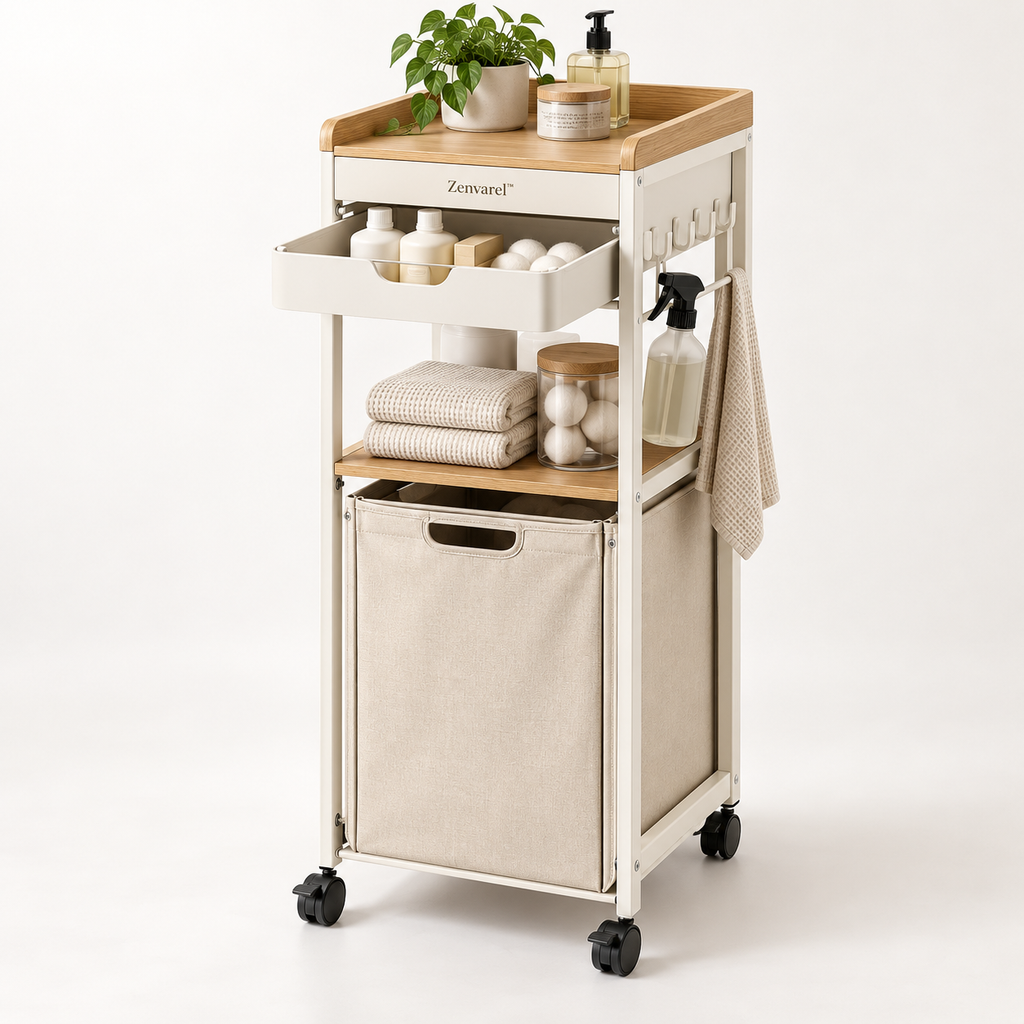 Zenvarel™ SlimGap Rolling Laundry Tower