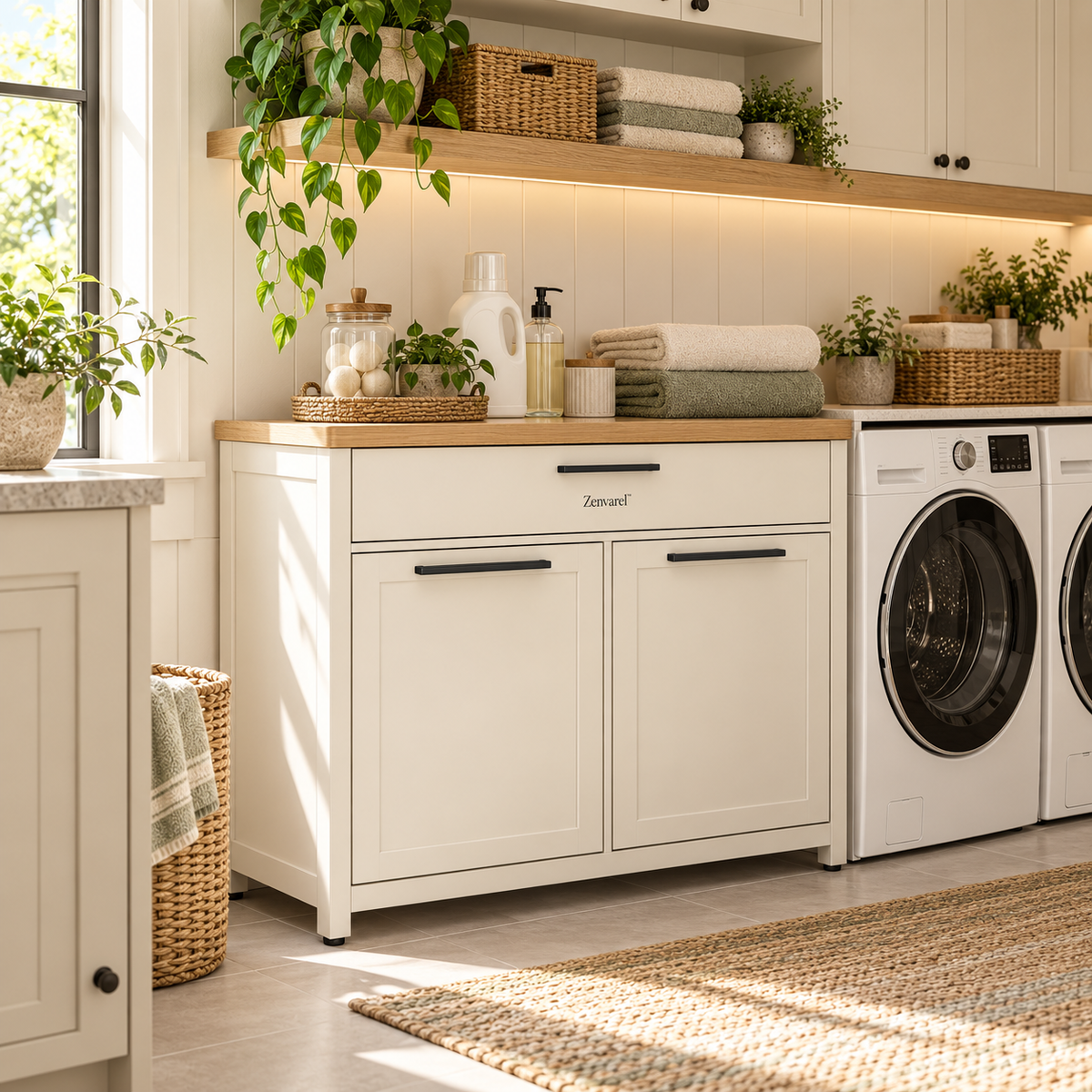 Zenvarel™ HideSort Laundry Hamper Cabinet