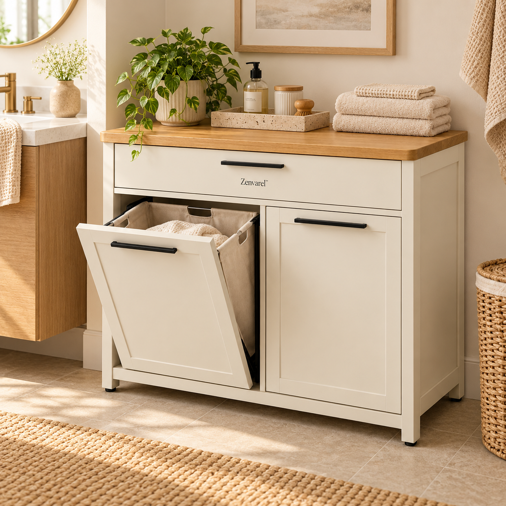 Zenvarel™ HideSort Laundry Hamper Cabinet