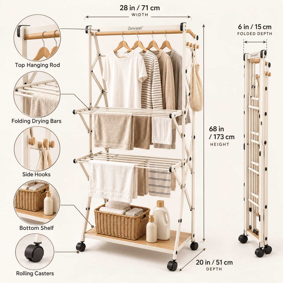 Zenvarel™ DryMate Folding Drying Tower