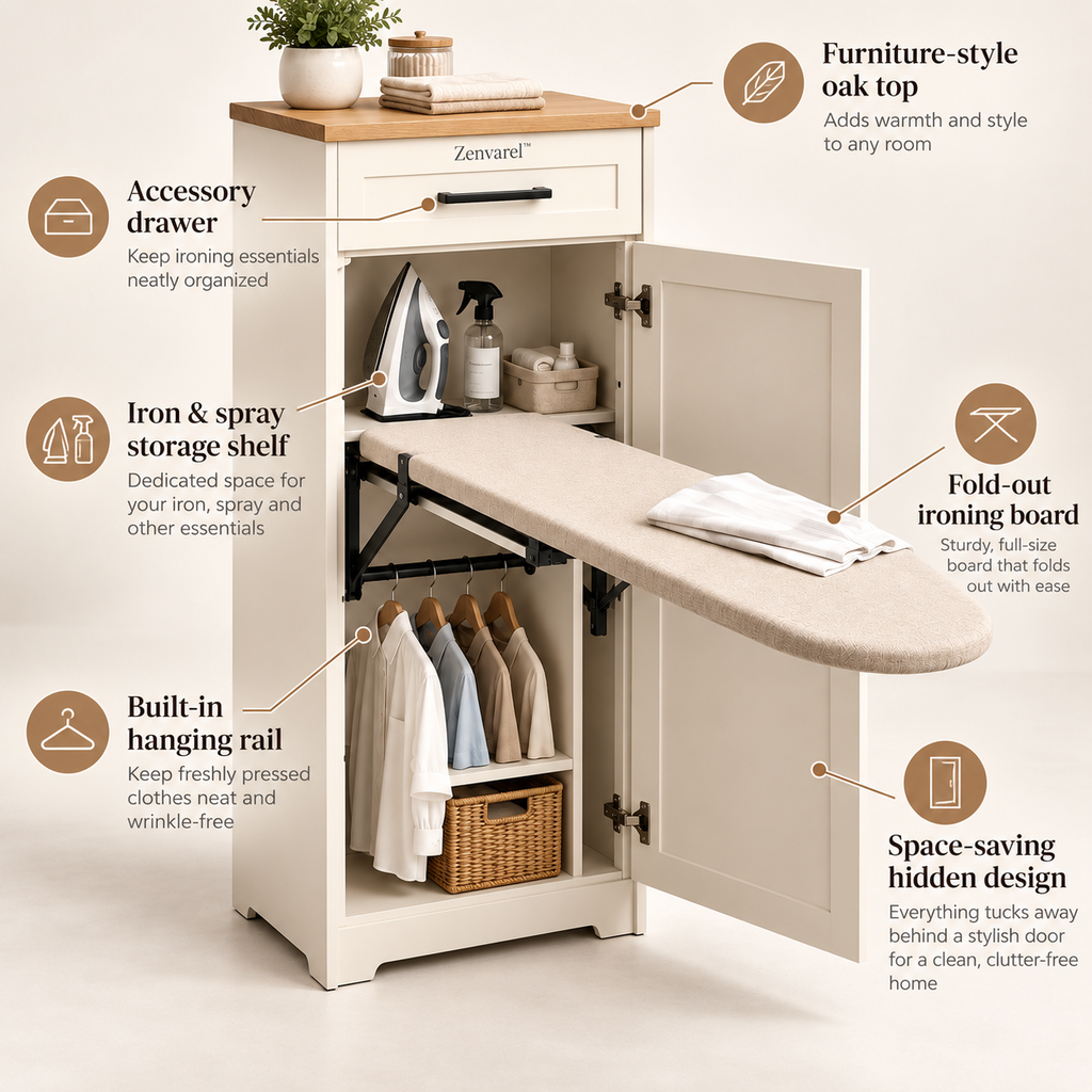Zenvarel™ PressMate Ironing Station Cabinet