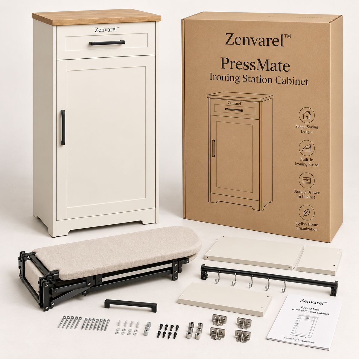 Zenvarel™ PressMate Ironing Station Cabinet