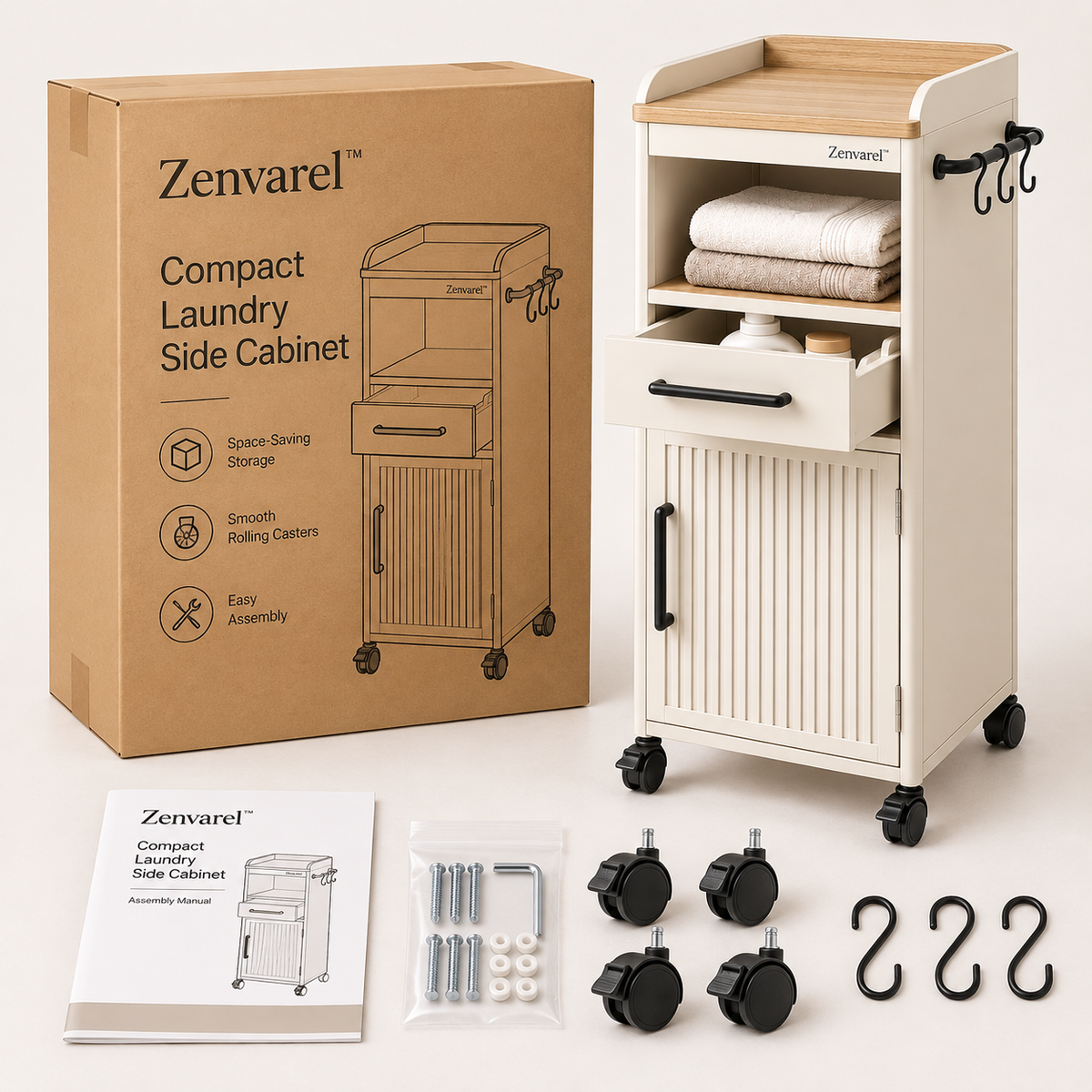 Zenvarel™ Compact Laundry Side Cabinet