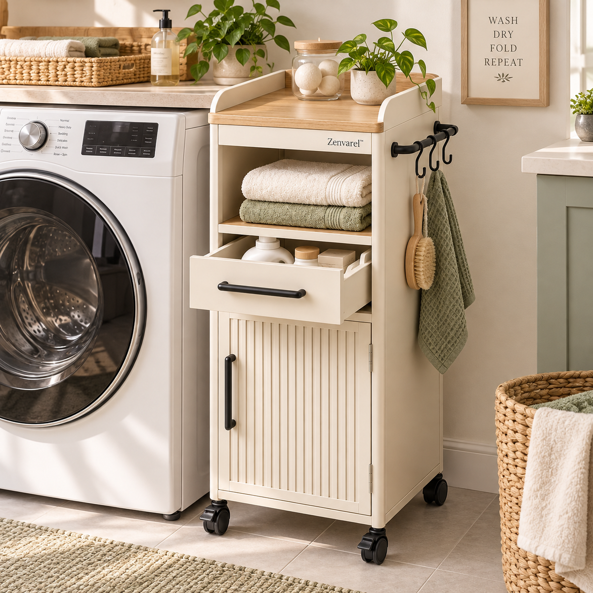 Zenvarel™ Compact Laundry Side Cabinet