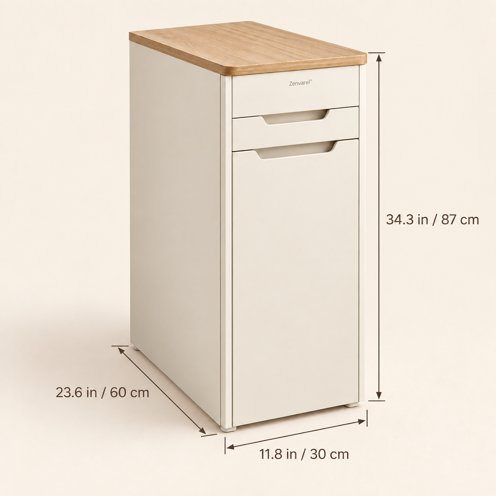 Zenvarel™ NookSort Compact Laundry Side Cabinet