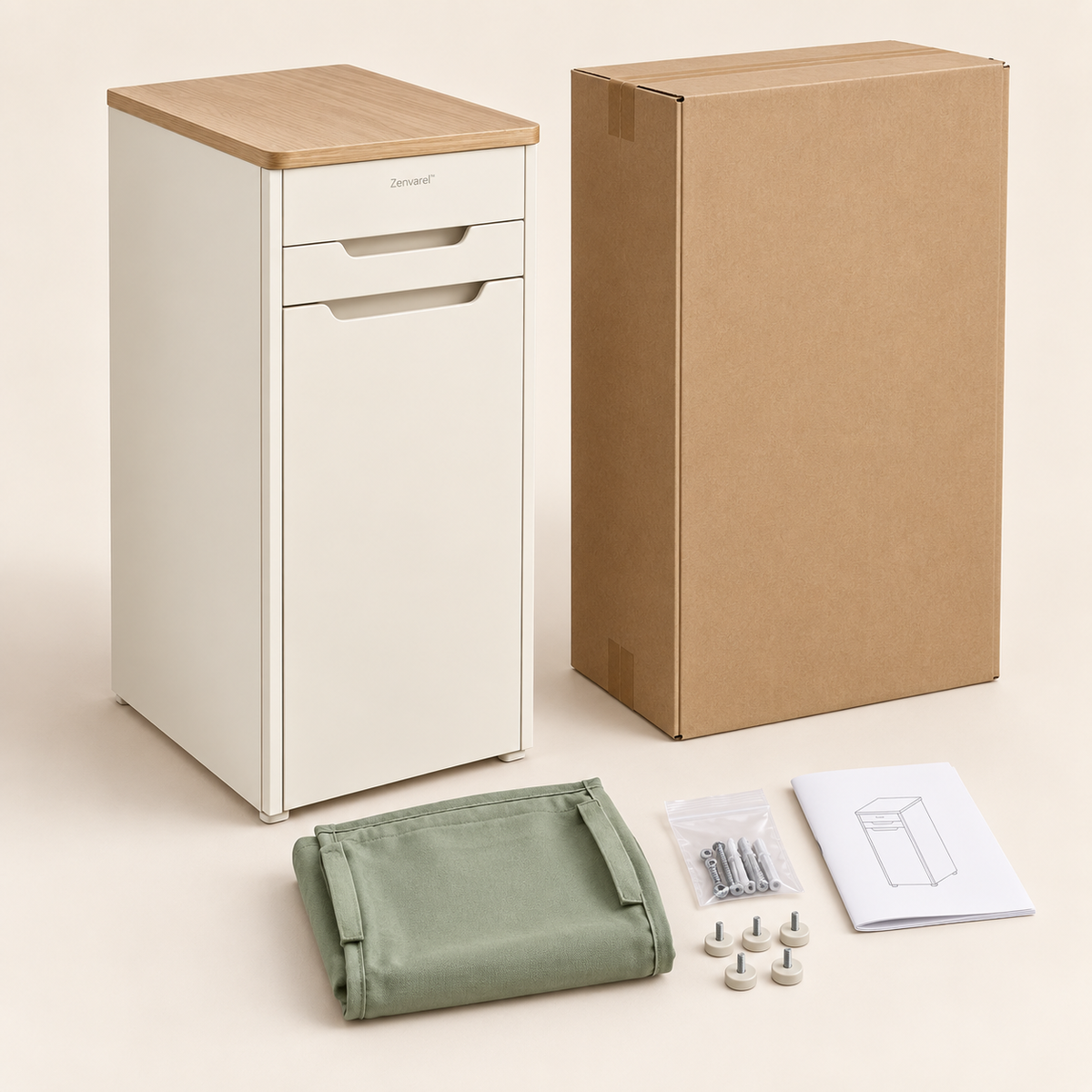 Zenvarel™ NookSort Compact Laundry Side Cabinet