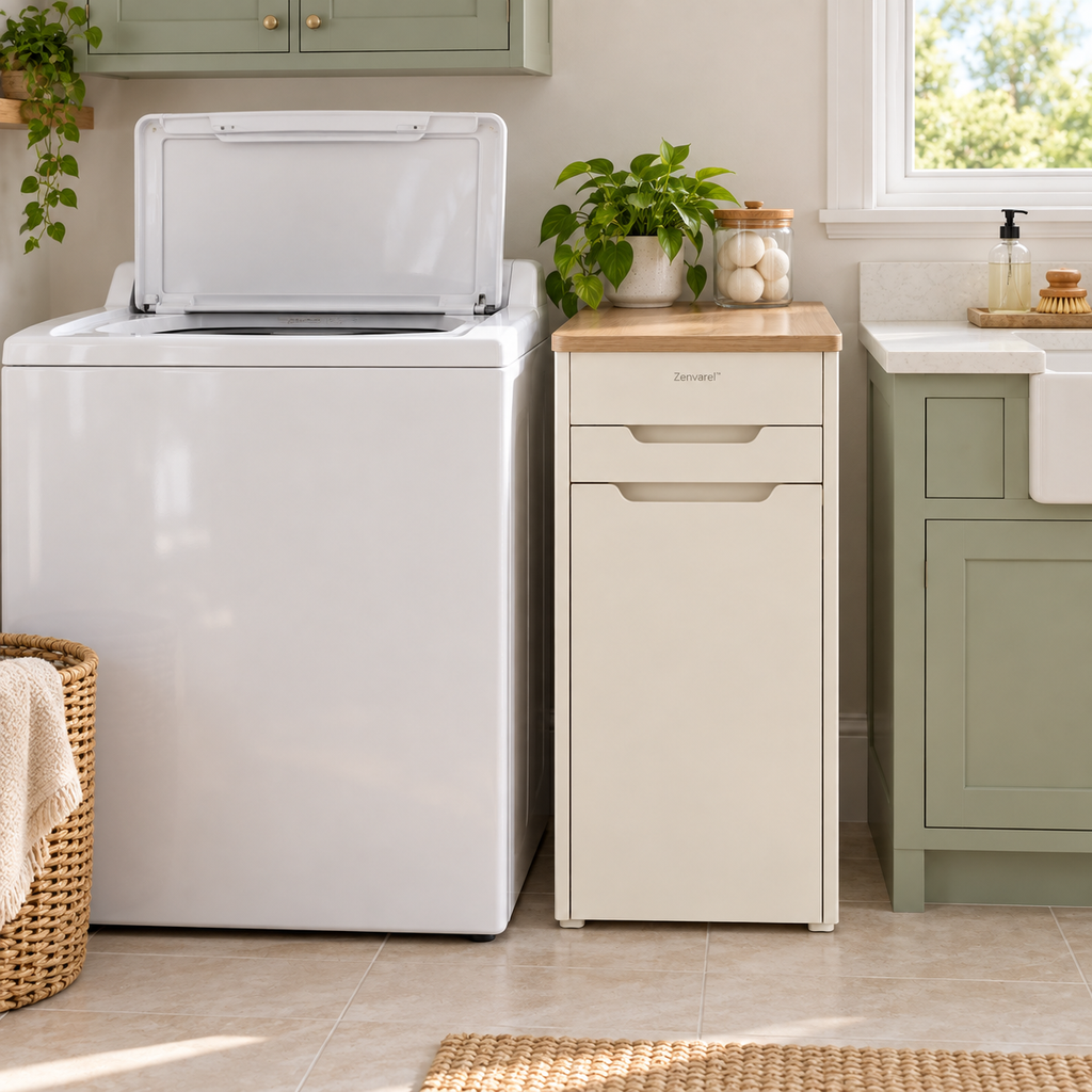 Zenvarel™ NookSort Compact Laundry Side Cabinet