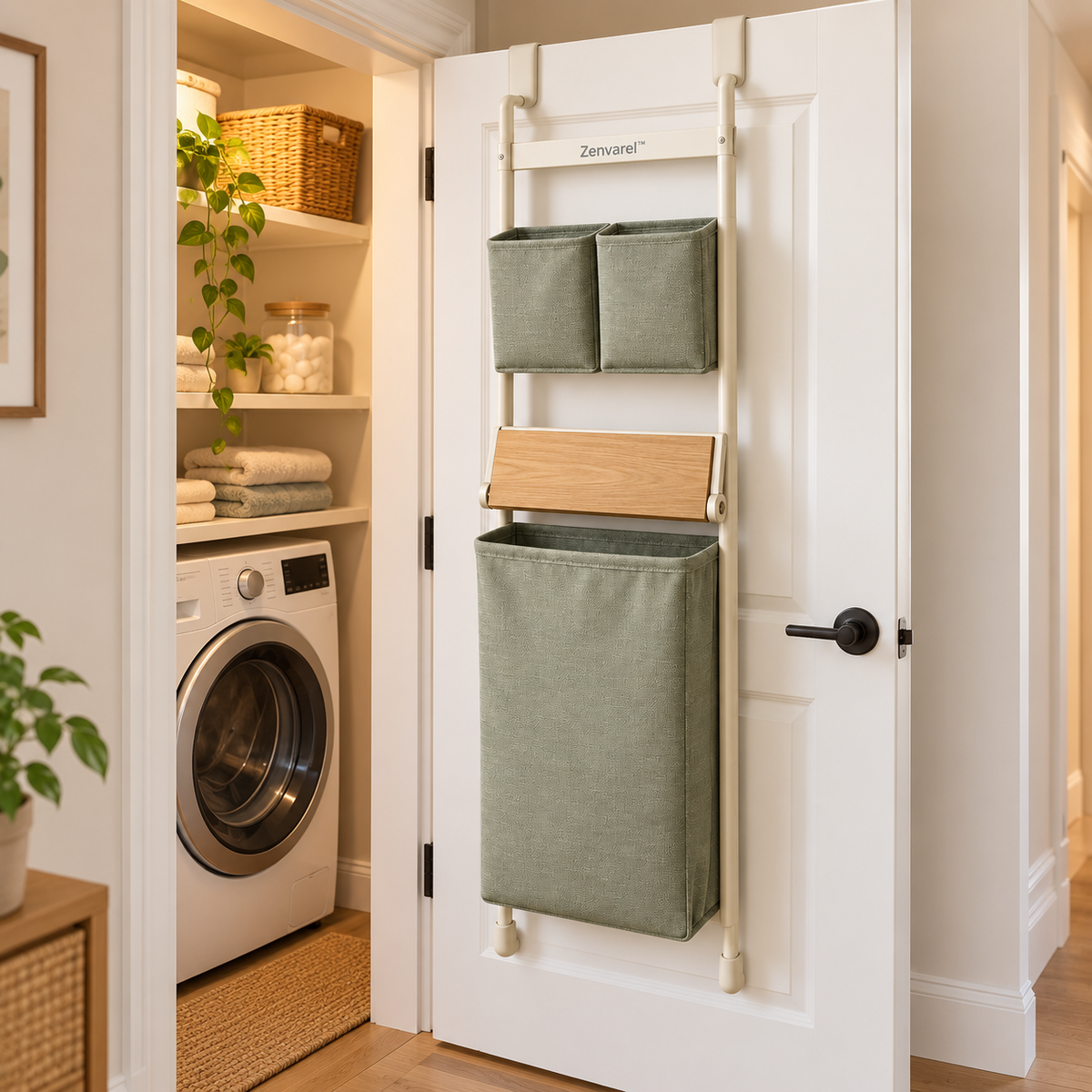 Zenvarel™ DoorNest Door-Mount Laundry Organizer