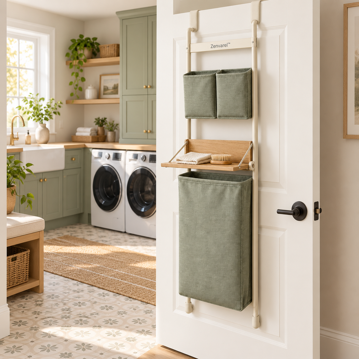 Zenvarel™ DoorNest Door-Mount Laundry Organizer