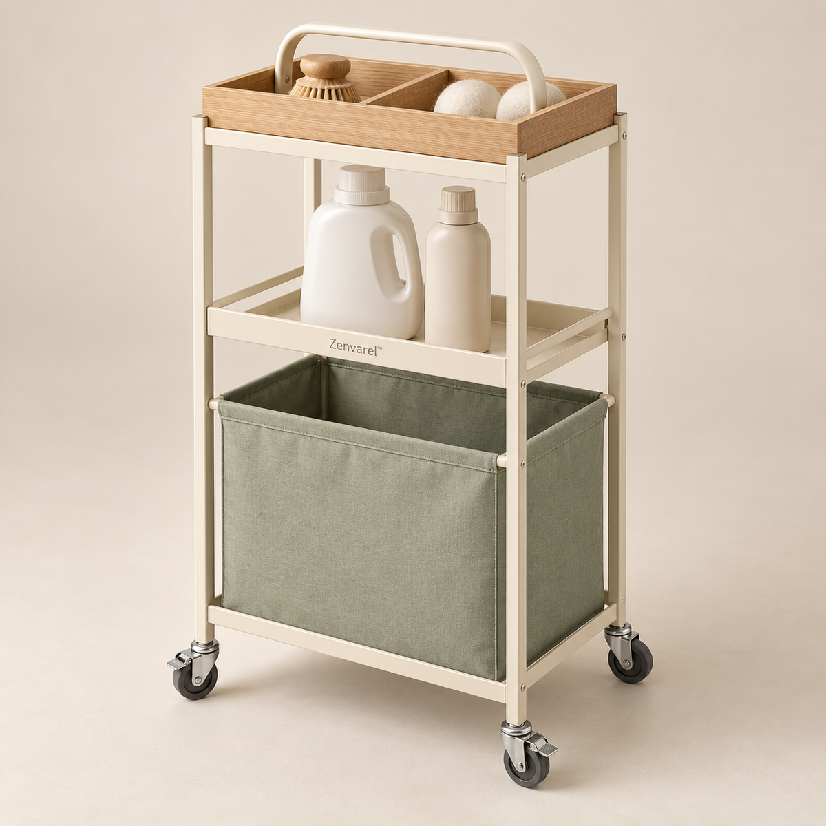 Zenvarel™ CarryFlow Laundry Cleaning Cart