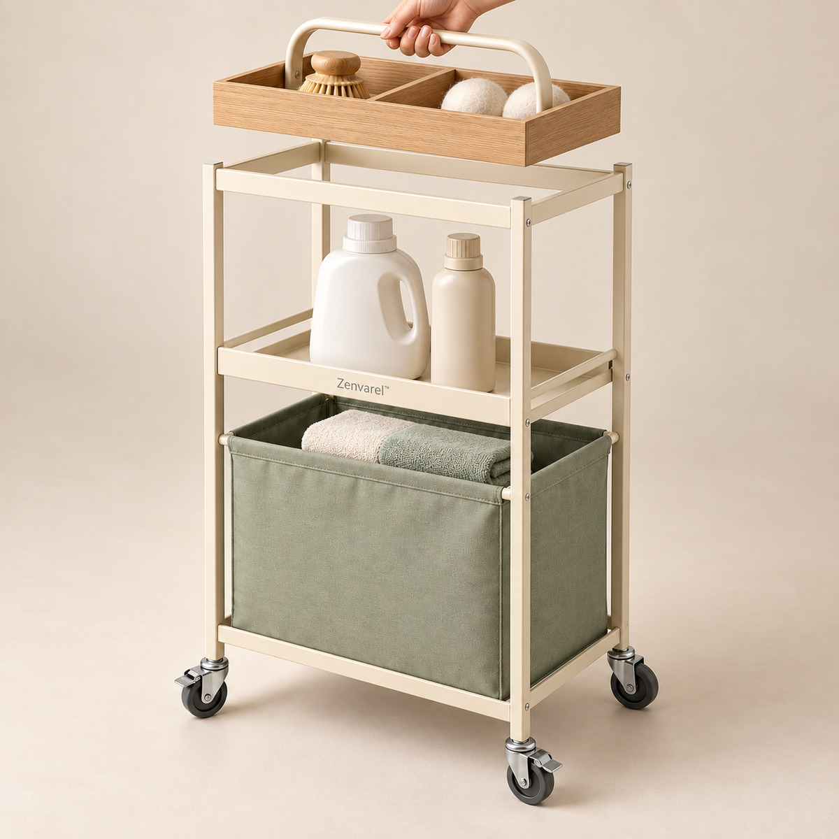 Zenvarel™ CarryFlow Laundry Cleaning Cart