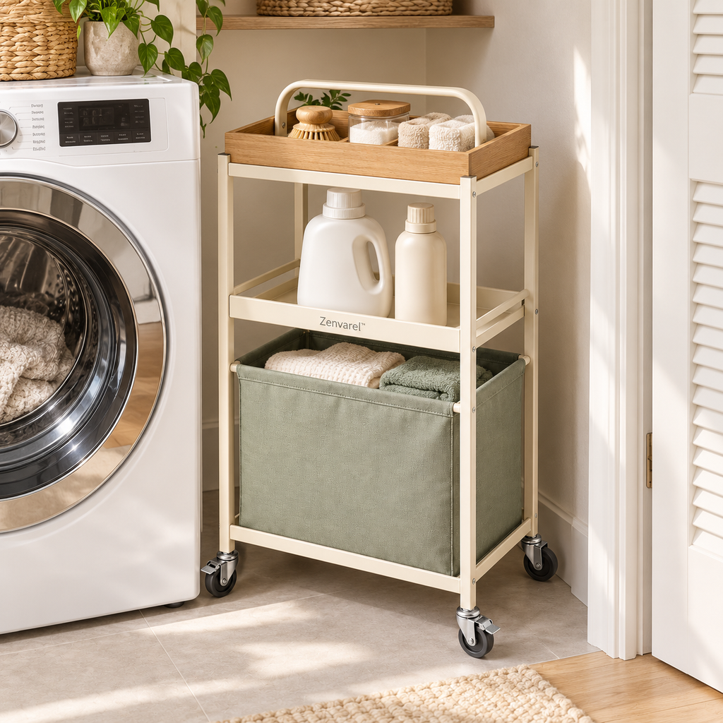 Zenvarel™ CarryFlow Laundry Cleaning Cart